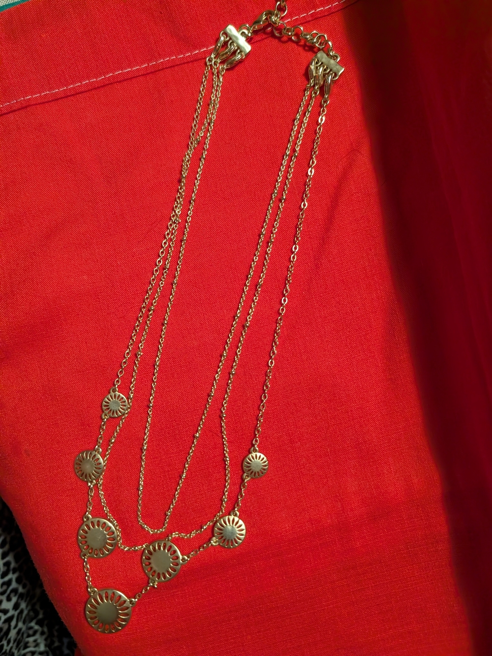 Lucky Brand Gold Multi-Strand Sunburst Disk Necklace